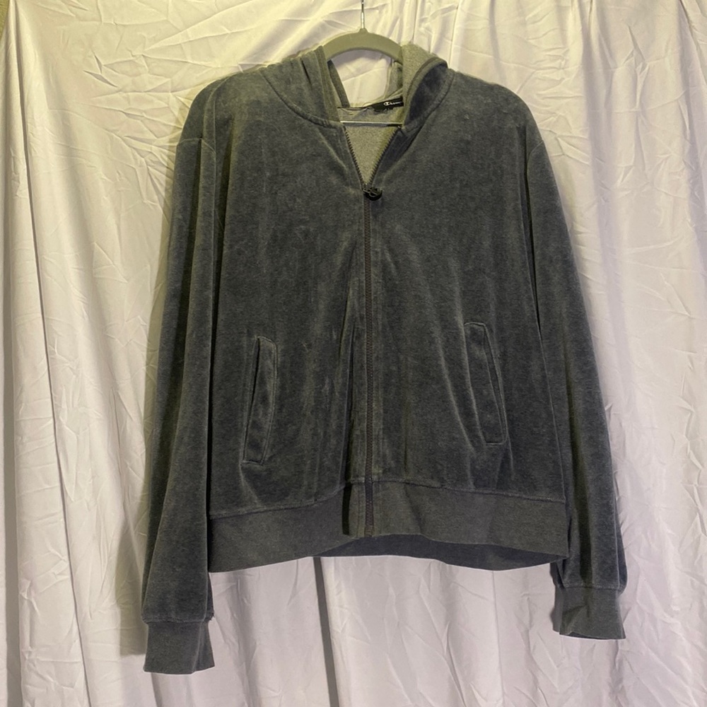 Grey velvet Champion Hoodie